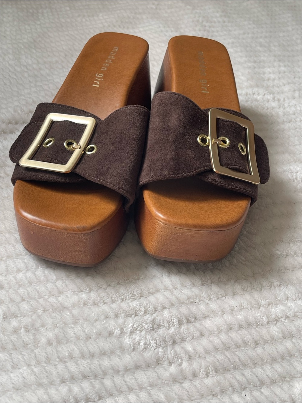 Madden Girl Dark Brown Suede woodland platform sandal - Picture 2 of 6